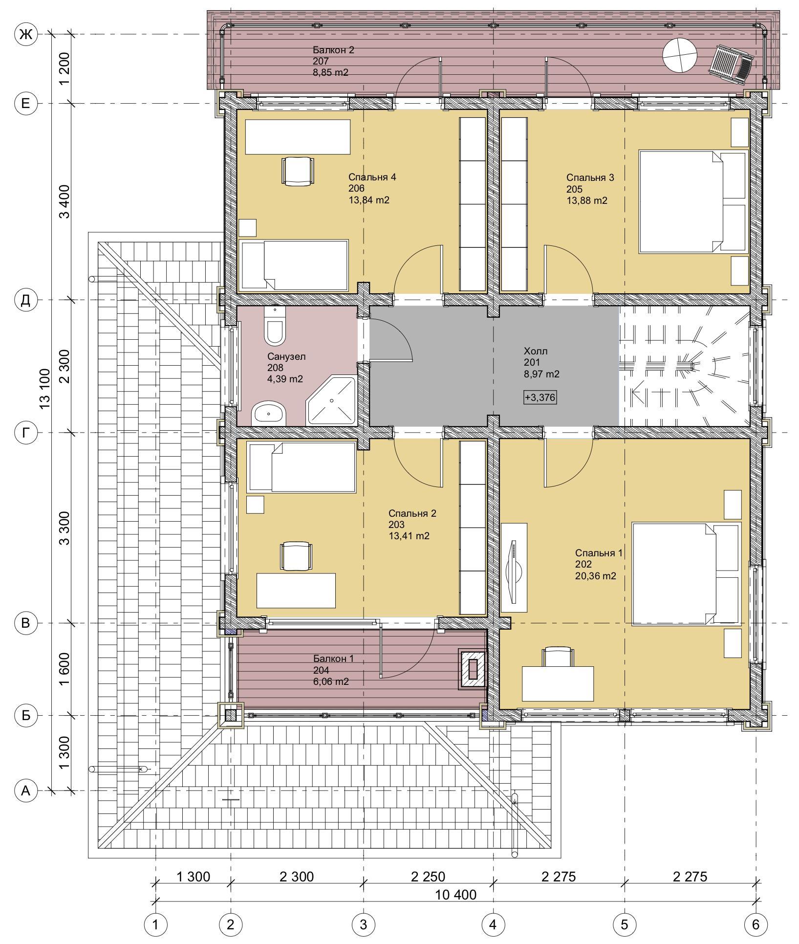 Проект дома Ландсберг - поэтажный план 2 этаж - КП Emerald Village