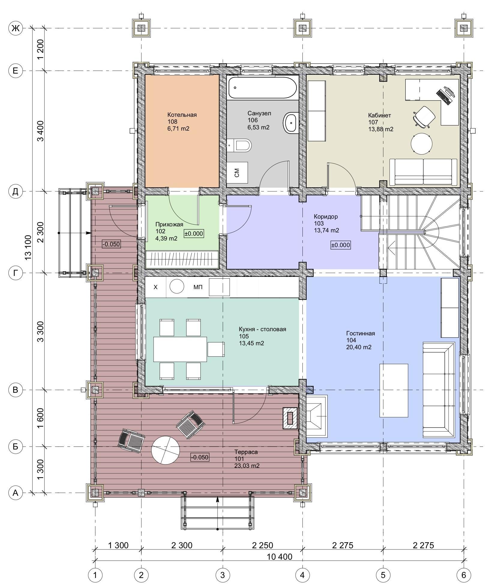 Проект дома Ландсберг - поэтажный план 1 этаж - КП Emerald Village