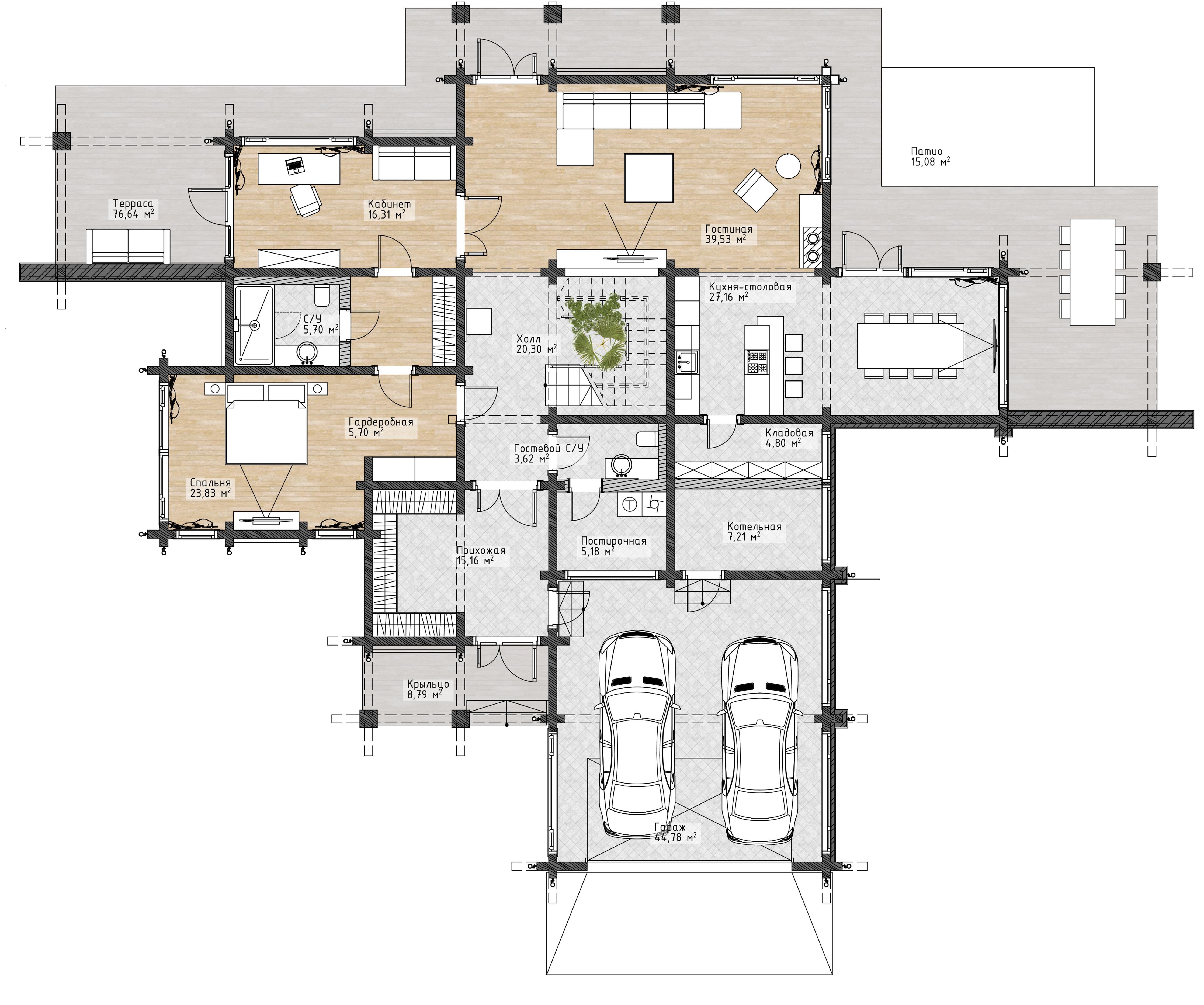 Проект дома Фицджеральд - поэтажный план 1 этаж - КП Emerald Village