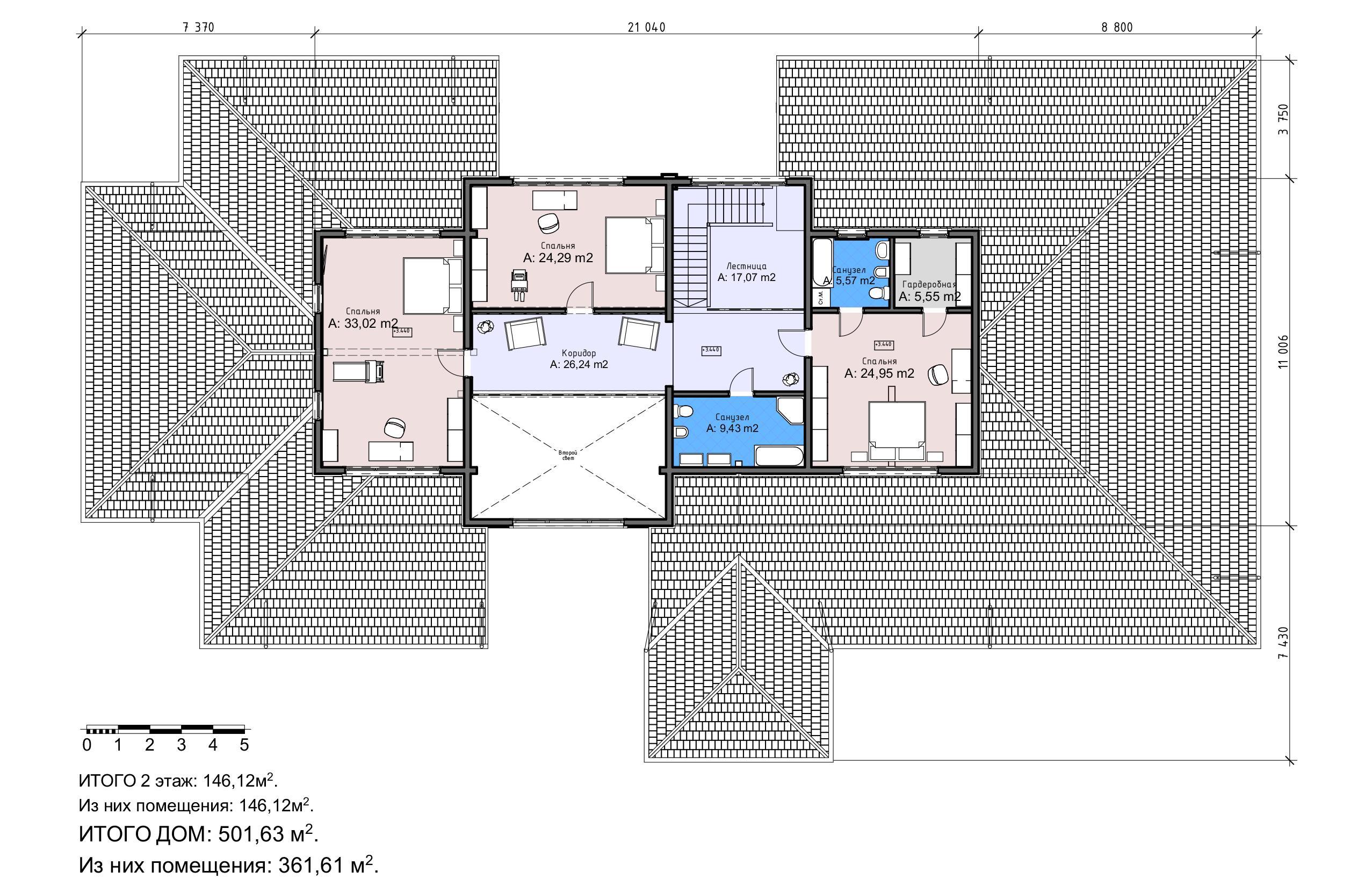 Проект дома Берген - поэтажный план 2 этаж - КП Emerald Village