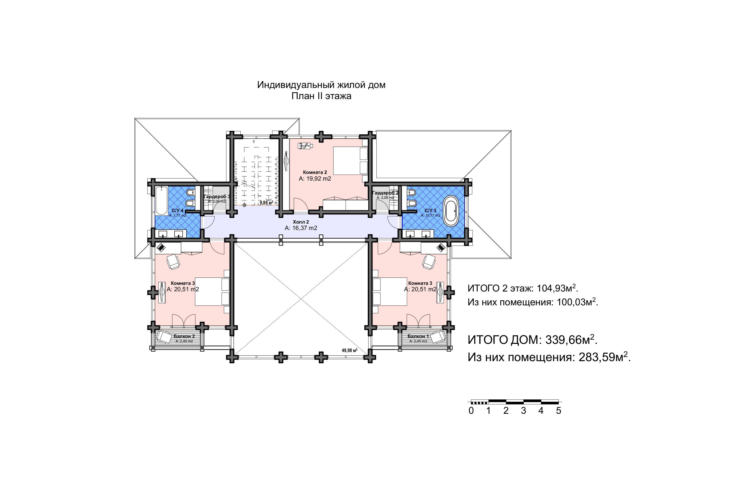 Проект дома Бремен - поэтажный план 2 этаж - КП Emerald Village