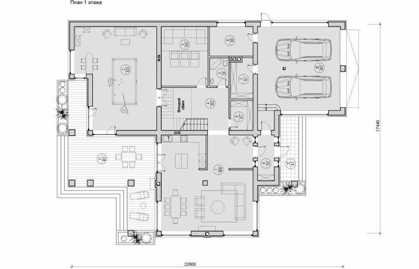 Проект дома Монпелье - поэтажный план 1 этаж - КП Emerald Village