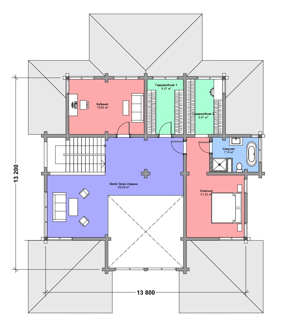 Проект дома Бургау - поэтажный план 2 этаж - КП Emerald Village
