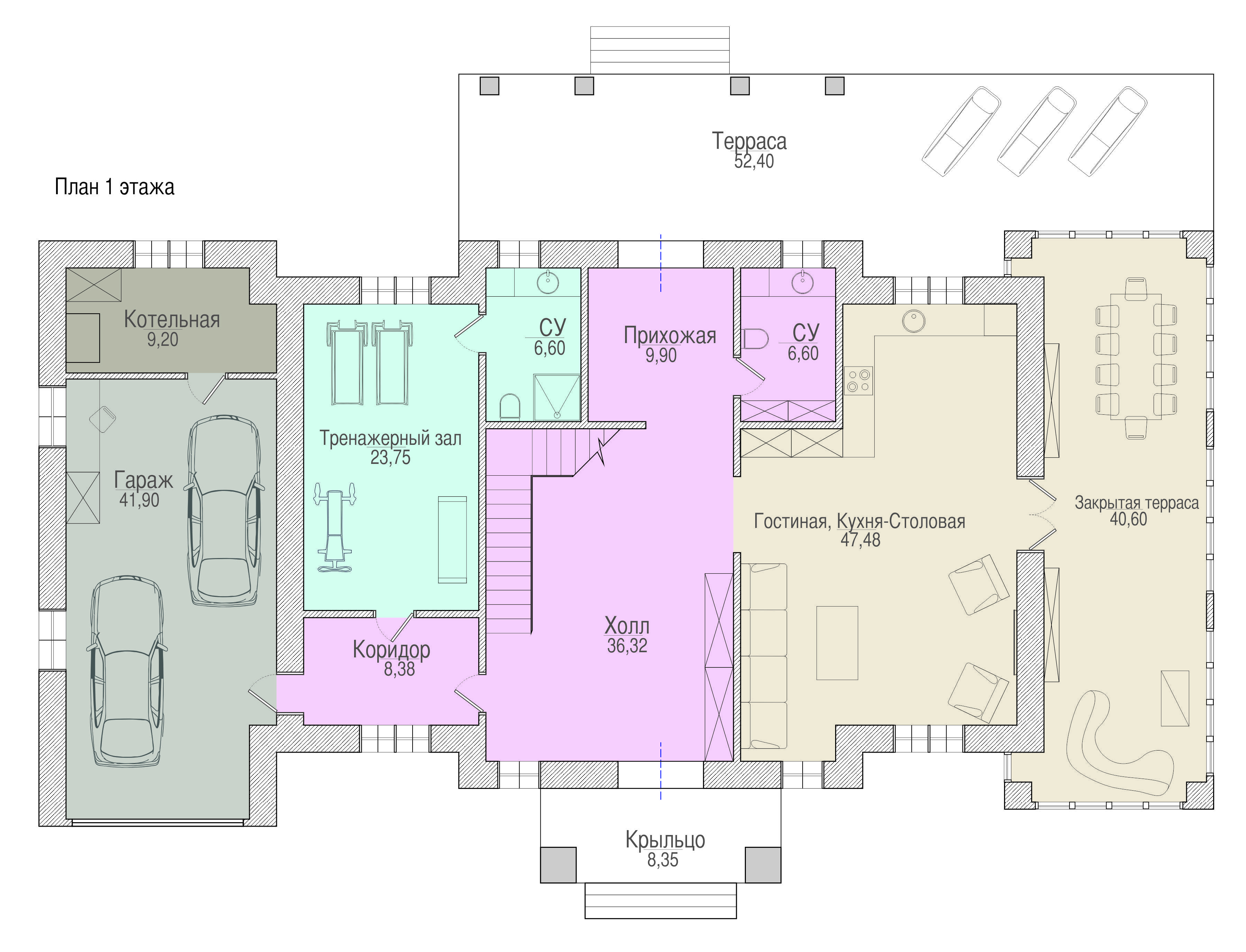 Проект дома Англия - поэтажный план 1 этаж - КП Emerald Village