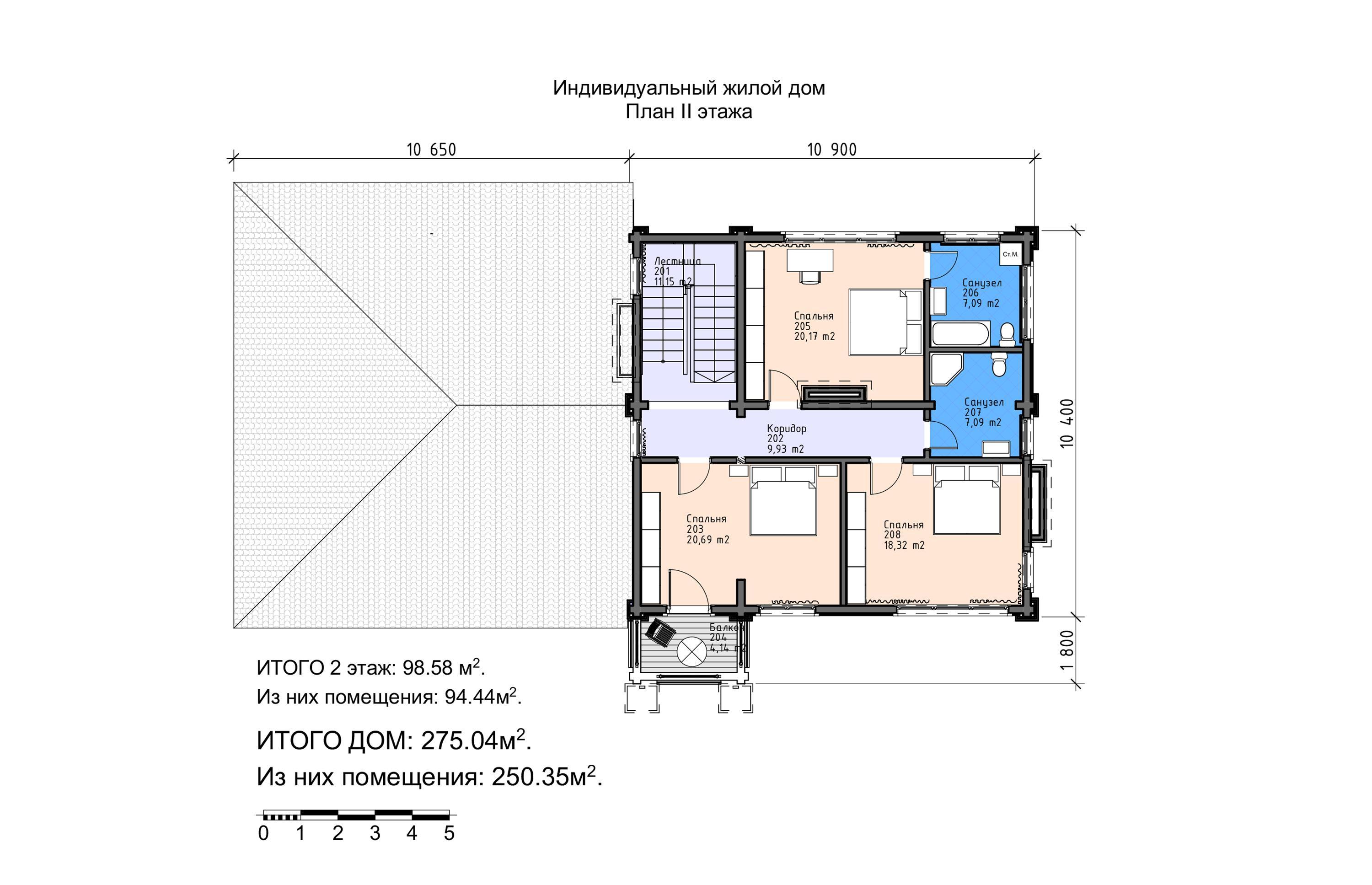 Проект дома Бернау - поэтажный план 2 этаж - КП Emerald Village