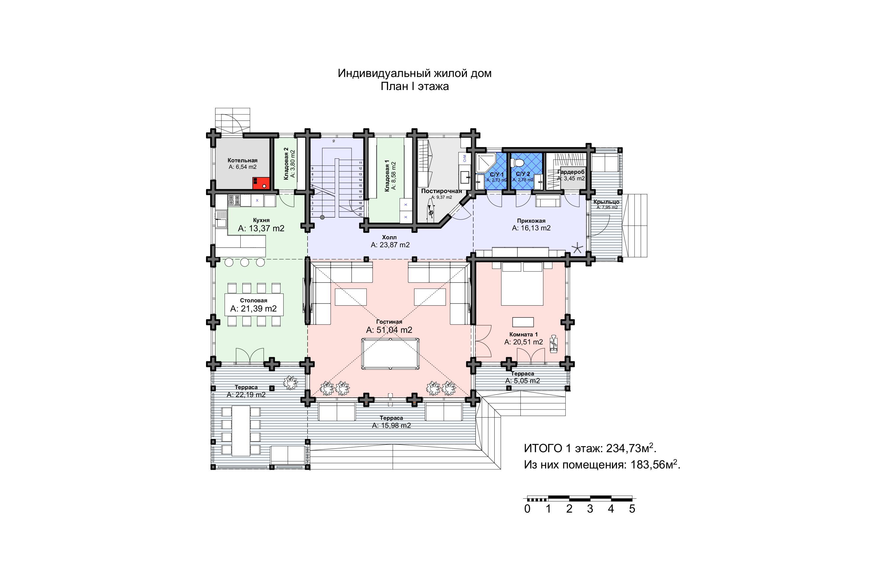 Проект дома Бремен - поэтажный план 1 этаж - КП Emerald Village
