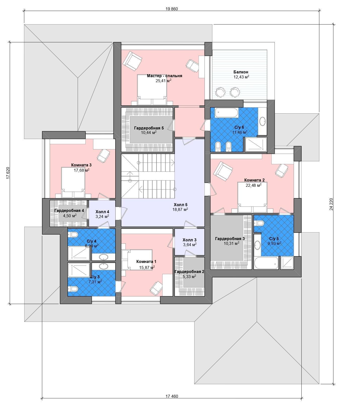 Проект дома Гессен - поэтажный план 2 этаж - КП Emerald Village